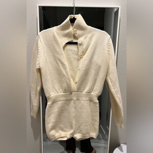 Elegant Cream Sweater Romper